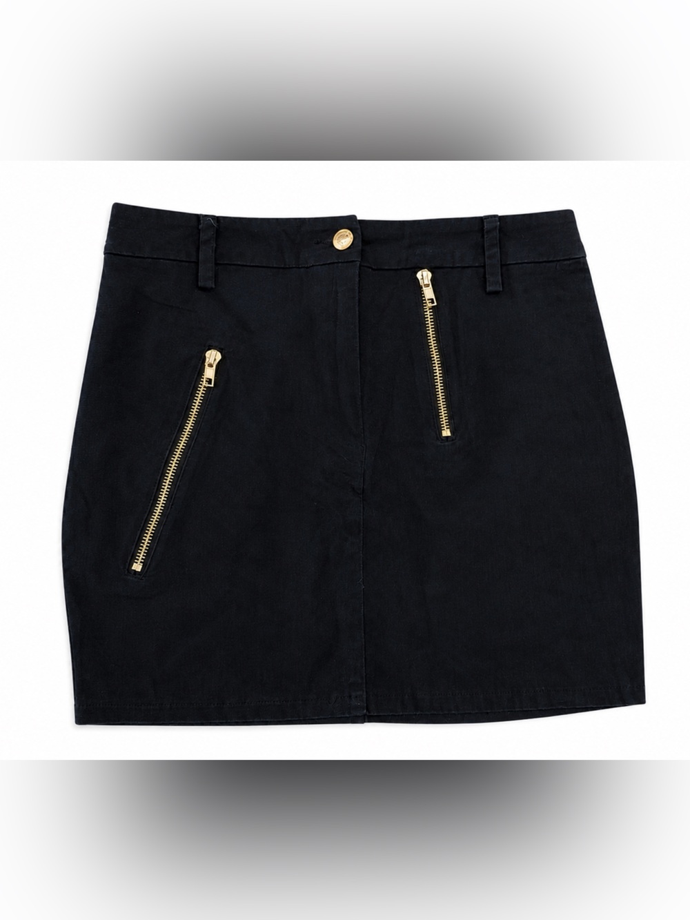 Black Mini Skirt with Gold Zippers